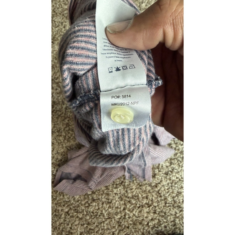 Faherty Polo Shirt Mens Small Blue/Pink Striped Pocket 100% Cotton Short Sleeve - Picture 5 of 6